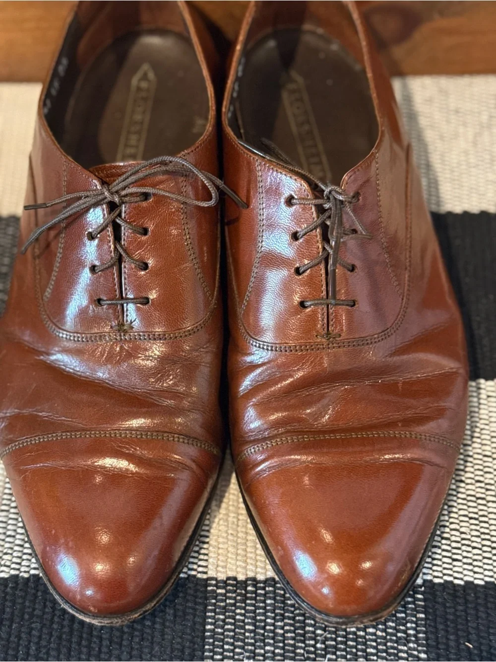 Florsheim Brown Leather Cap-Toe Oxfords